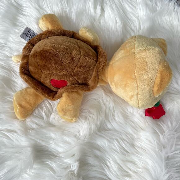 Russ Berrie Lil Peeper Shelly Turtle Plush 15" Big Green Eyes Red Rose Toy READ - Picture 7 of 16